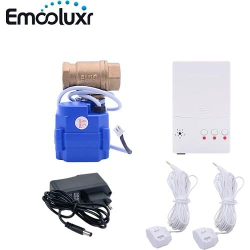 Water Leakage Detector Sensor Auto Shut Brass Valve BSP DN15 Sensitive Water Leak Sensor Alarm System Russia Ukrain Kazakstan