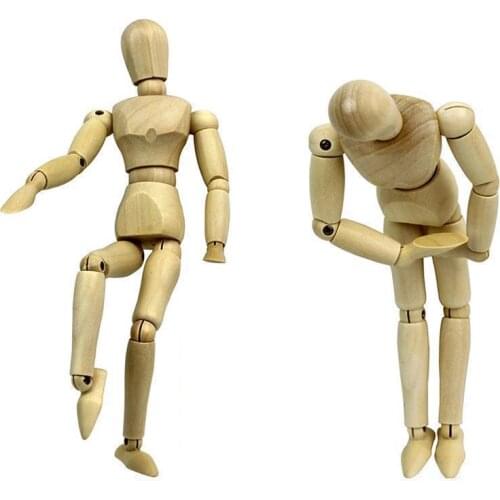 Multi-size Jointed Wood Doll Adults Kids Playing Doll Wooden Toy Gift Home Decoration