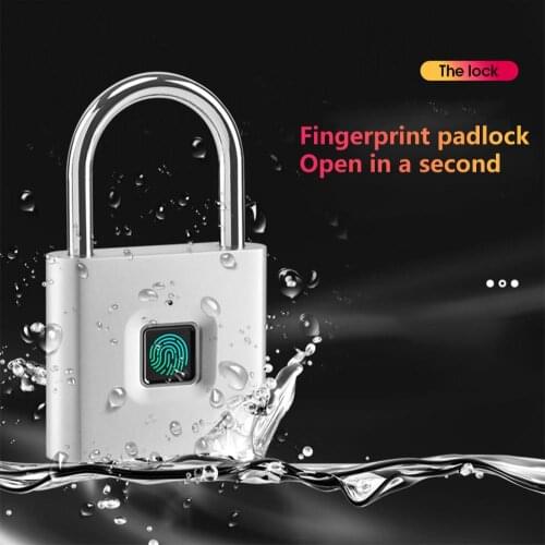 Security Zinc Alloy Metal Fingerprint Keyless Door Lock Smart Biometric Electronic Padlock Anti-theft Waterproof Smart Padlock
