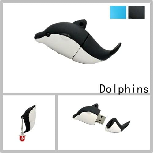 Cute Dolphin USB Flash Drive 16GB USB 2.0 Pen Drive 32GB Flash Memory Stick Storage 8G Children Pendrive Animal Shape 4G U Disk