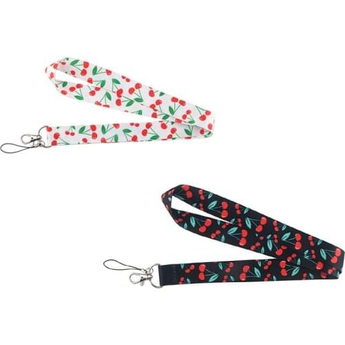 J1540 Cartoon Cherry Lanyard Keys Phone Holder Funny Neck Strap With Keyring ID Card DIY Animal Lanyard Hang Rope