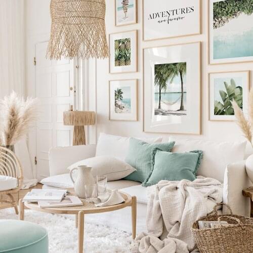 Caribbean Paradise Poster Tropical Beach Canvas Painting Nordic Palm Art Print Gallery Wall Picture For Living Room Home Decor