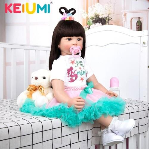 KEIUMI 24 Inch Reborn Doll Babies Toys Soft Cloth Body Lovely Princess Girl Toddler Bebe Boneca Reborn For Child Xmas Gift