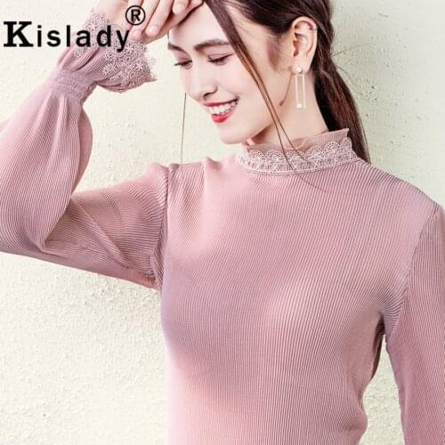 Kislady Blusas Mujer De Moda 2020 Vintage Sexy Women Blouses Fashion Transparent Mesh Top Lace Lantern Sleeve Korean Clothes
