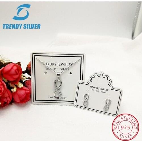 925 sterling silver jewellry sets for woman women necklace and stub earring pendant infinity eight hot sale free shipping