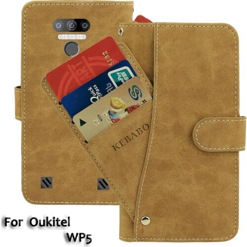 Leather Wallet Oukitel WP5 Case 5.45" Flip Retro Luxury Front Card Slots Cases Cover Business Magnetic Phone Bags