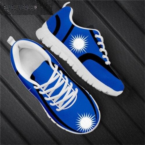 ELVISWORDS Fashion Island Kwajalein Flag Printed Comfortable Ladies Sports Shoes Non-ship Womens Breathable Air Mesh Sneakers