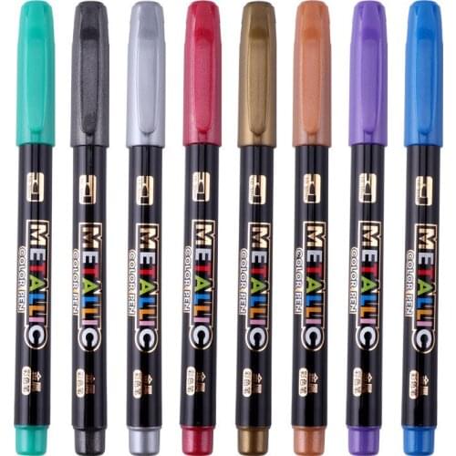 8Color Metallic Marker Water Paint Marker Brush Pen Permanent Drawing DIY Photo Album Glass Paper Color Marker Drawing Gift