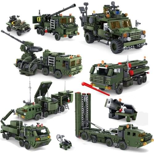 Military SWAT team vehicles Model Tank Air Defense Missile Launcher Howitzers building blocks MOC brick Soldier Figures Toys WW2
