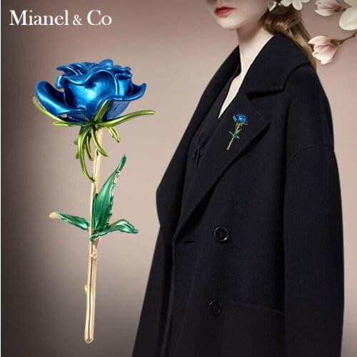 Fashionable Temperament Clothing Accessories Rose Dripping Metal Flower Blue Anti-glare Brooch Gift