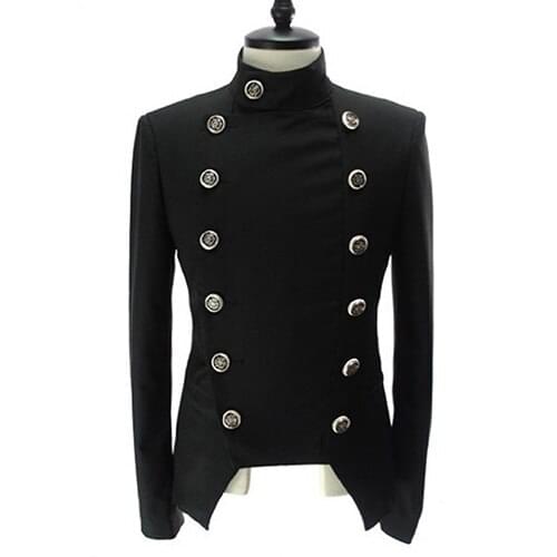 Mens Fashion European Style Double-breasted Casual Lapel Slim Suit Blazer Coat