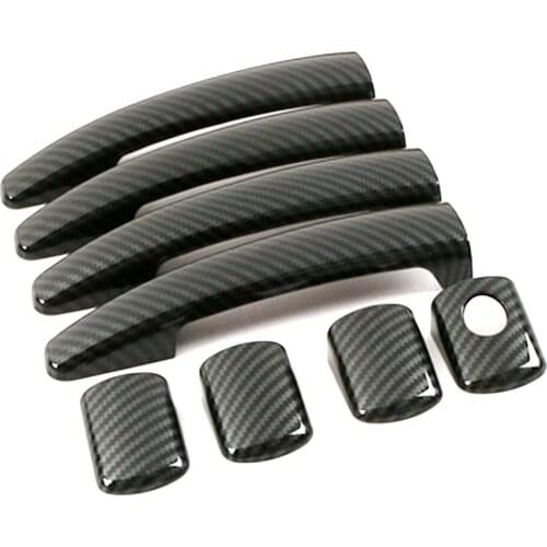 For Citroen C3 MK2 C5 MK3 C6 Carbon Fiber Printed Exterior Side Door Handle Cover Trim Moulding Frame Bezel