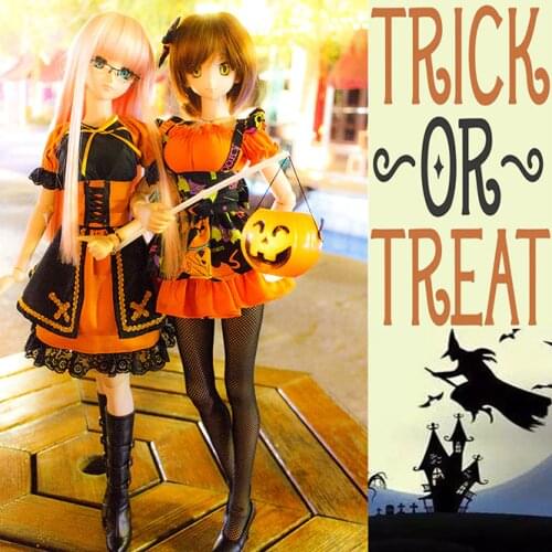 NEW Bjd Doll clothes 1/3 1/4 SD DD MDD doll dress cosplay costume COS Halloween witch fairy Sister suit Pumpkin costume