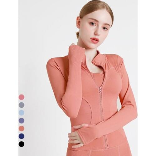 New Yoga Tops Womens Sports Jacket Fall/Winter Workout Clothes Stand Collar Casual Running Jacket Quick-Drying Tight Sports Top