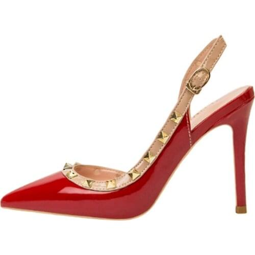 2021 New Arrivals Europe and America Style Metal Rivet Pointed Toe Nightclub Sexy High Heel Womens Sandals Gladitor Shoes