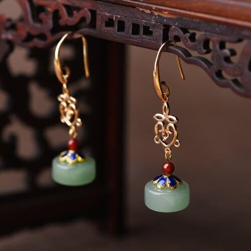 New Spring ancient style long pendant temperament retro women Chinese style cheongsam accessories earrings