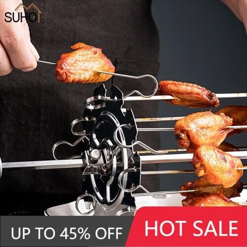 New Style Rotisserie BBQ Forks Stainless Steel Spit BBQ Forks Charcoal Chicken Grill Rotisserie Meat Fork BBQ Kitchen Tool