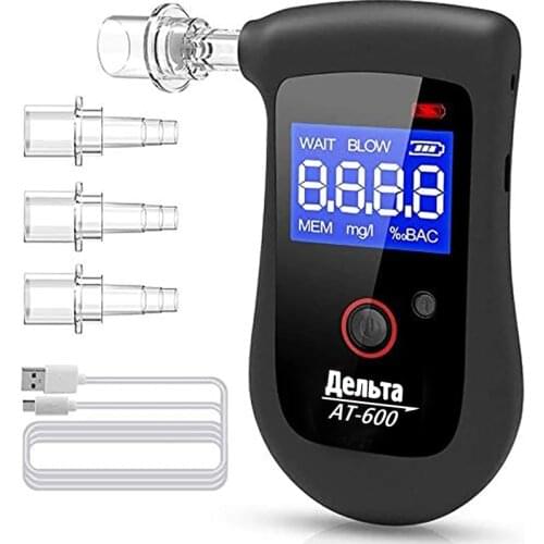 AA168N Rechargeable Breathalyzer Alcohol Tester Digital LCD Breath Alcohol Tester with 4 Mouthpieces Memorize 10 Reading Results