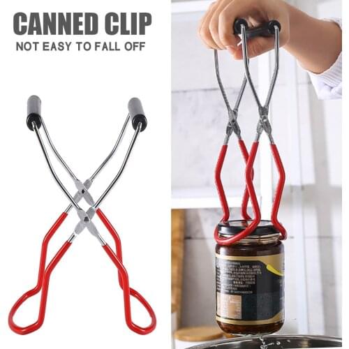 Canning Jar Lifter Tong Stainless Steel Non-Slip Jar Lifter with Grip Handle Anti-Skid Anti-Scald Jar Wide Mouth Clamp Red #84
