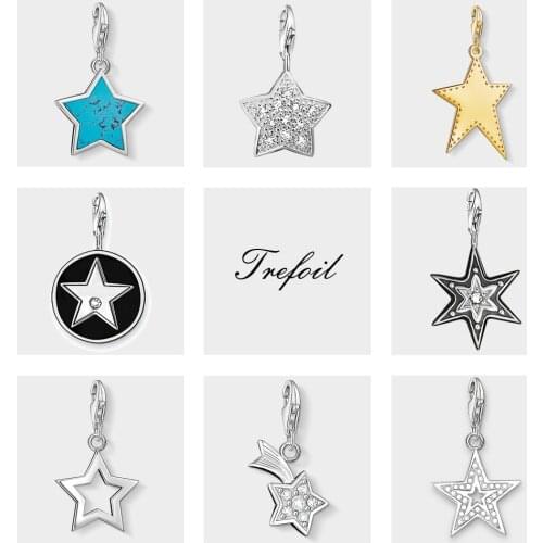 White CZ Star Meteor Glitter Charms Pendant,Fashion Jewelry 925 Sterling Silver Trendy Gift For Women Girl Fit Bracelet Necklace