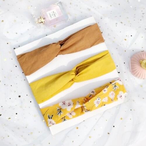 3pc Lady Knotted Headband Korea Style Flower Hair Accessories for Women Girls Turban Elastic Hairband Head Wrap WHS01