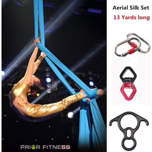 PRIOR FITNESS 13Yards/12m Yoga Aerial Silks set for Acrobatic Flying Dance hammock swings trapeze inversion fly air therapy