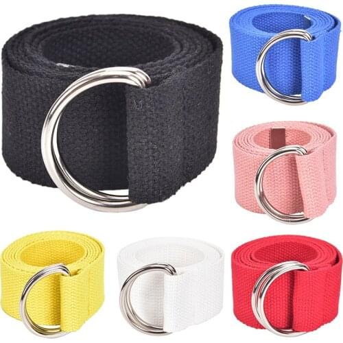 2020 New Unisex Casual Double D-Rings Nylon Canvas Stripes Buckle Waistband Outdoor Belts Men And Women