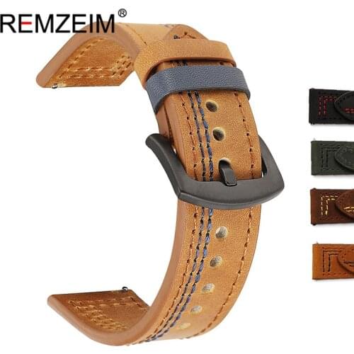Watch Band Genuine Leather Strap For Huawei Watch GT/GT2 20mm 22mm Watch Strap Replacements For Samsung Watch Mens Strap 18 24mm