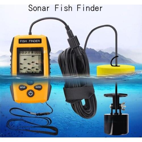Handheld Fish Finder Portable Fishing Kayak Fishfinder Fish Depth Finder Fishing Gear with Sonar Transducer and DisplayPor
