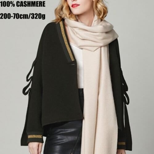100% Pure Cashmere Scarf Women Winter Pashmina Autumn Water Ripple Warm Shawl Soft Scarf Wool Ladies Thicken Blanket Cape