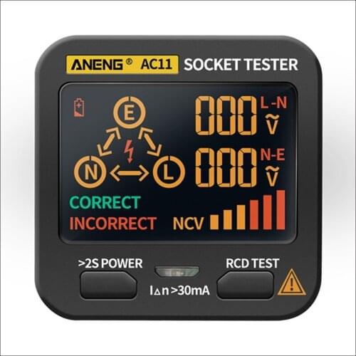 Socket Tester Electric Leakage Detector Ground Wire Zero Line Live Wire Phase Electrical Electroscope RCD NCV Tester EU Plug