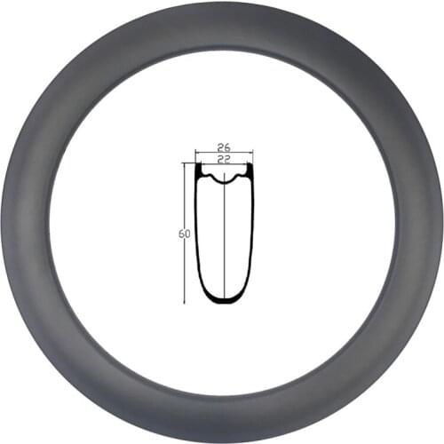 700c 60mm x 26mm Road Bike Disc Brake Carbon Rim tubeless hookless Cyclo-cross Bicycle Wheel UD 3K 12K matte glossy