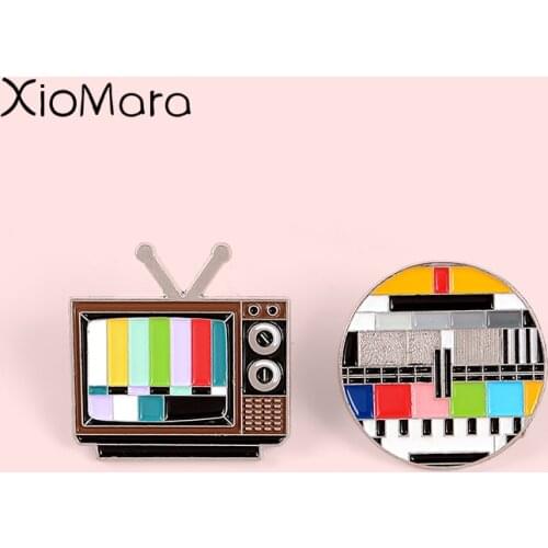 Television Repairs Sign Enamel Pin Meme Old TV Test Custom Jewelry Denim Jackets Collar Badge Brooches Lapel Pins For Friends