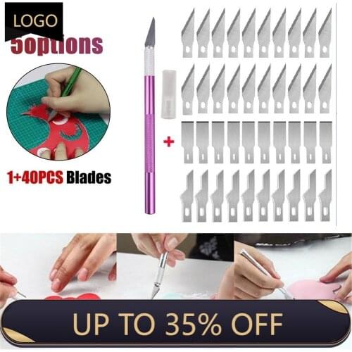 1set Non-Slip Metal Scalpel Knife Tools Kit Cutter Engraving Craft Knives+40pcs Blades Mobile Phone PCB DIY Repair Hand Tools