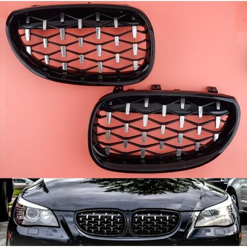 51137065702 Car 1 Pair Front Glossy Black Diamond Kidney Grille 51137065701 Fit for BMW E60 E61 528i 535i 550i M5 2003-2010
