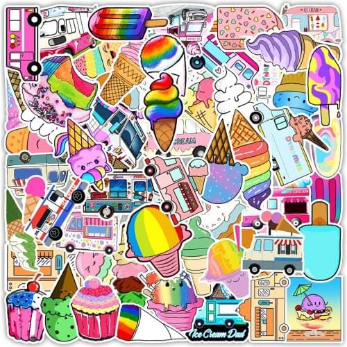 10/30/50PCS Cute Cartoon Ice Cream Stickers Aesthetics Laptop Phone Guitar Luggage Waterproof Graffiti Sticker Decal Kid Toy