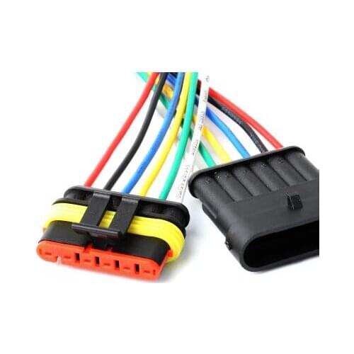 10/50/100sets/lot AMP TE 6 Pin/Way Waterproof Superseal Electrical Wiring Connector Plug With 0.5-1.5mm Wire Cable Pigtail