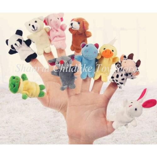 10PCS Animal Finger Puppet Plush Toys Christmas Birthday Gift Cute Cartoon Biological Baby Favor Dolls Toys for Kids Child