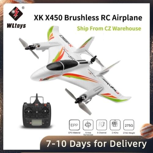 2.4G 6CH WLtoys XK X450 3D/6G RC Vertical Takeoff LED RC Glider Fixed Wings RC Airplane Model RTF Remote Control RC Toy for Kids