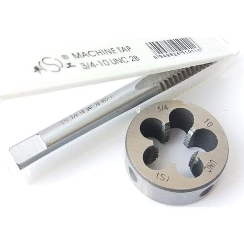 3/4-10 HSS Tap And Die Set UNC Machine Thread Tap And UNC Round Thread Die Right Hand