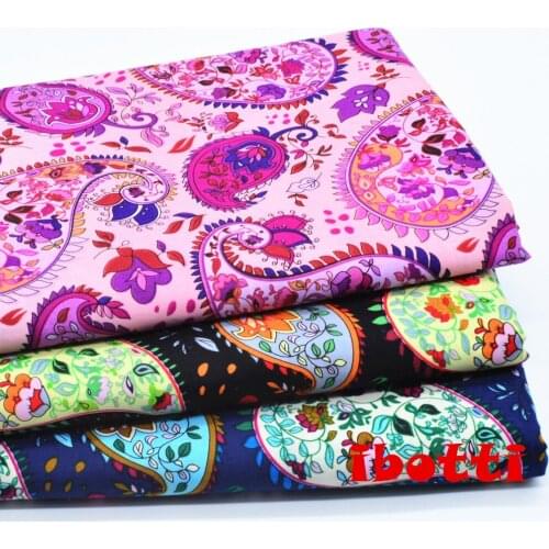 3Pcs/Lot 50x70cm 2017 New Arrival Paisley Floral Cotton Fabric Meter Diy Handmade Fabrics For Patchwork Sewing Textiles Telas