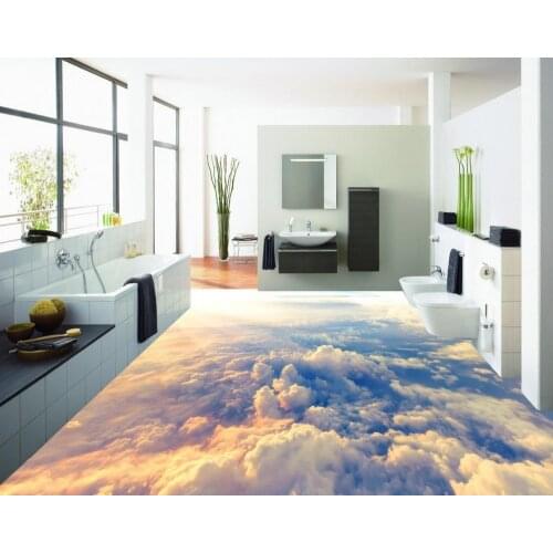 3d floor painting wallpaper High-altitude clouds 3D flooring pvc self-adhesive wallpaper 3d flooring