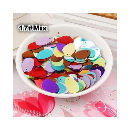 400pcs/lot 12*20mm Oval Egg Shape Sequins PVC Sequin Flat With Side Hole Belly Dance Garment DIY Accessories Mix Colors
