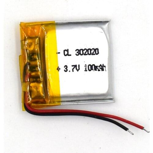 ABAOS 3.7V 100mAH 302020 2Wire Li-Polymer Rechargeable Lithium Li-ion Battery For Toy Recorder GPS MP3 MP4 Bluetooth Glasses Nav