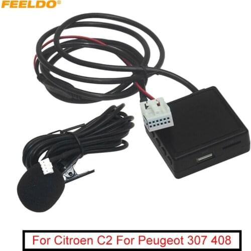 FEELDO Car Audio Bluetooth 5.0 Module AUX Microphone Cable Adapter For Citroen C2 For Peugeot 307 408 Radio Stereo AUX Adapter