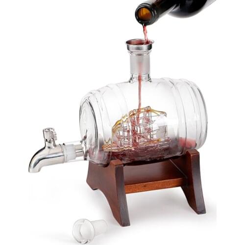 Barrel Decanter with Ship Nautical 1000ml Liquor Dispenser Air Tight
