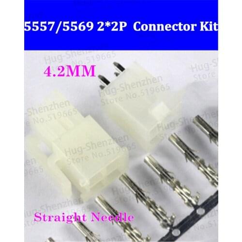 Free shipping 100pcs Automobile connector 5557/5569 4.2MM 4P Plug+terminal+straight needle