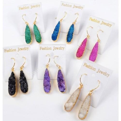 BOROSA Crystal Druzy pendant beads charm Crystal Druzy stone bling bling Gold Color pendant DIY jewelry making G0430