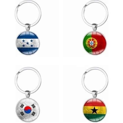 South Korea Portugal Ghana Honduras National Flags Crystal Pendant Car Key Ring Chain Keyring Keychain