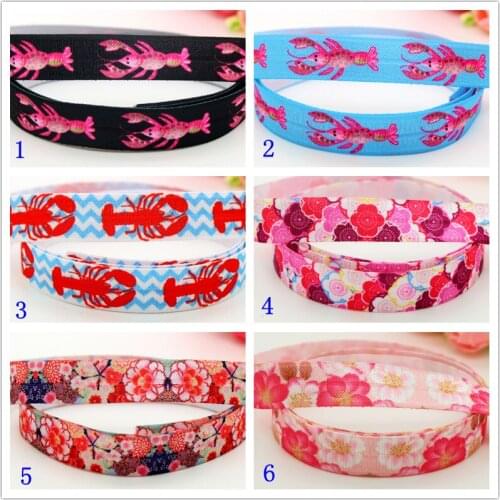 DHK 5/8'' Free shipping Fold Elastic FOE lobster Japan flowers printed headband headwear hairband decoration wholesale OEM B1491